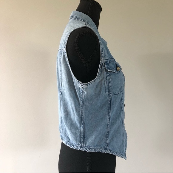 Womens Vintage Request button up cotton denim vest size M - Picture 6 of 11